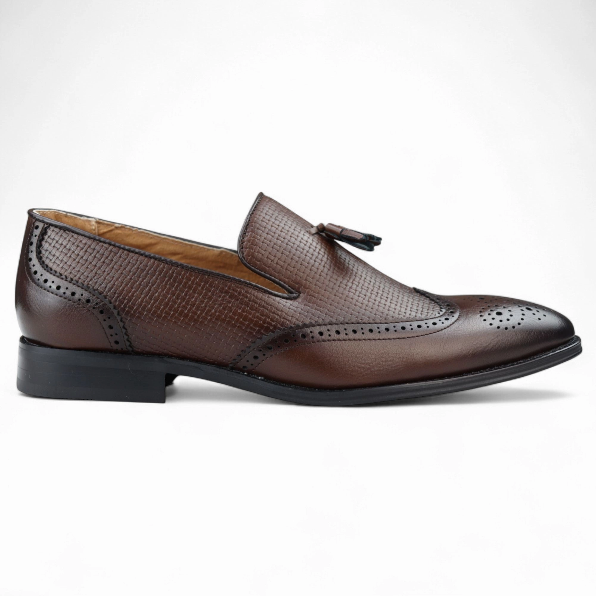 Suede Wood Walk Men's Brown Tassel Moccasin Loafers Smart Slip-On Dress Shoes