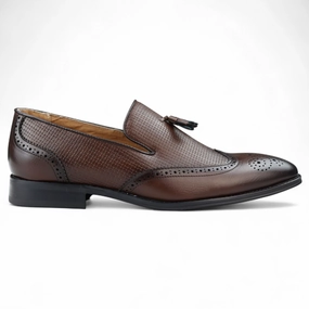 Suede Wood Walk Men's Brown Tassel Moccasin Loafers Smart Slip-On Dress Shoes