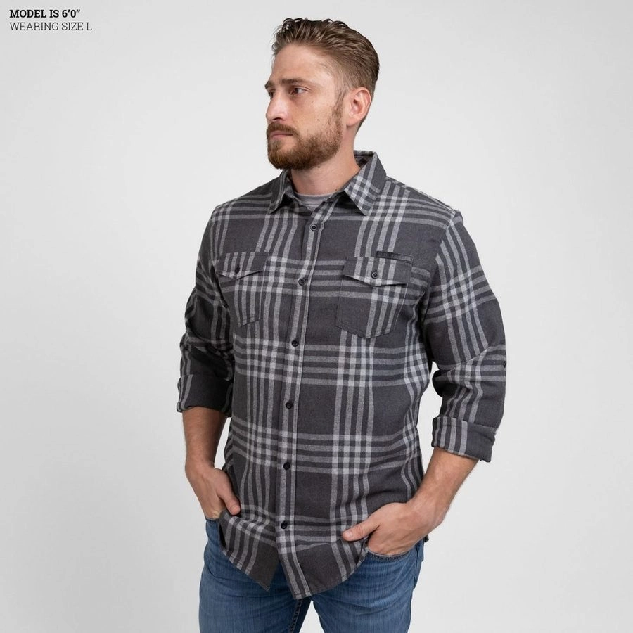 Wombat like Cheetah like Men's GS Plaid Flannel - Gray