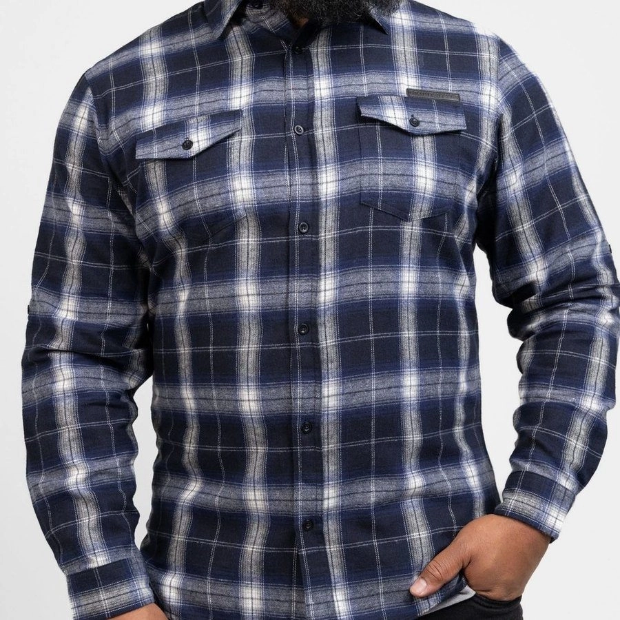 Men's GS Plaid Flannel - Navy Ergonomic Armholes