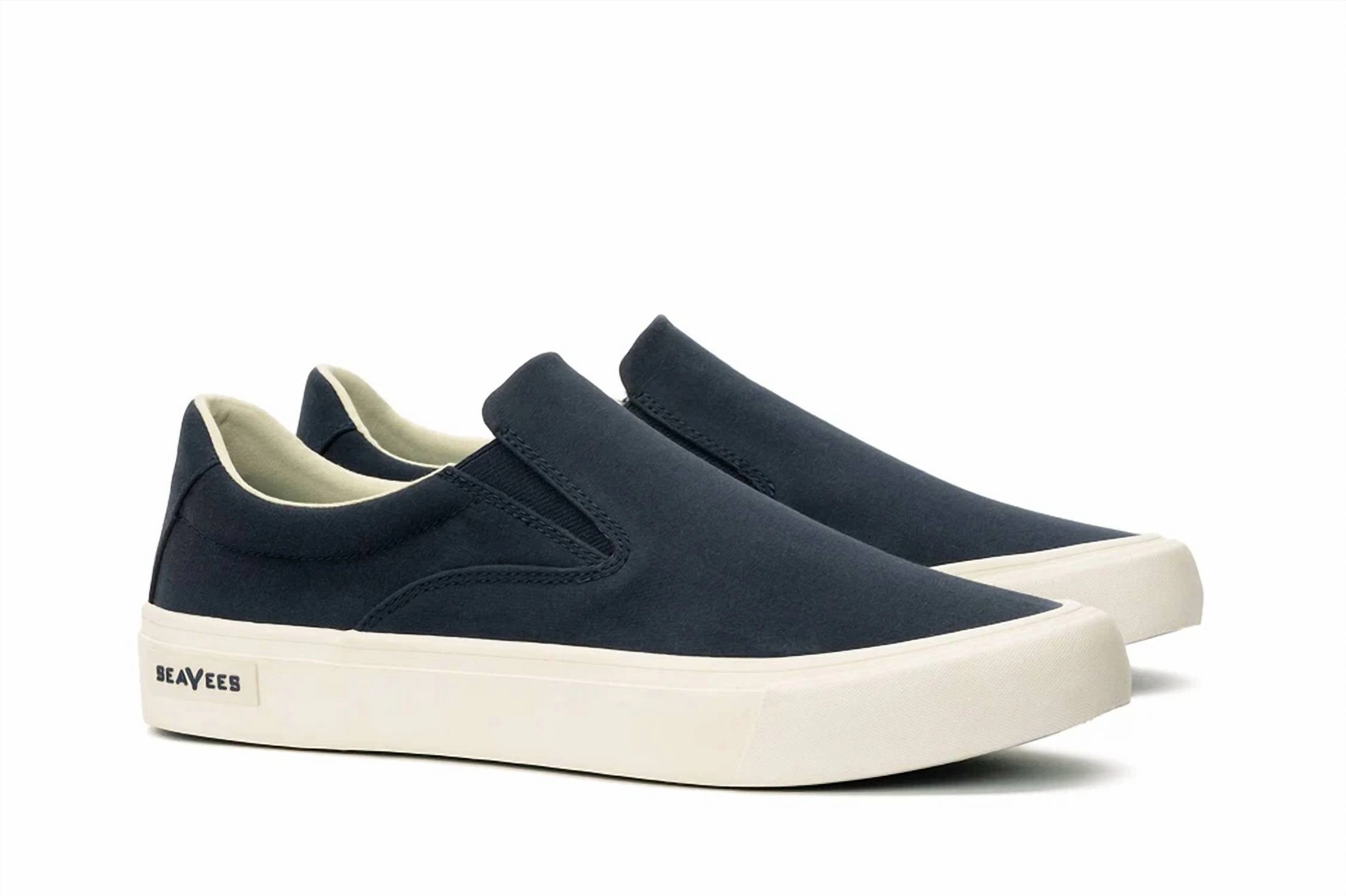 British Elegance Versatile Shoes Men's Hawthorne Slip On Classic Shoes In True Navy Poplin Twill