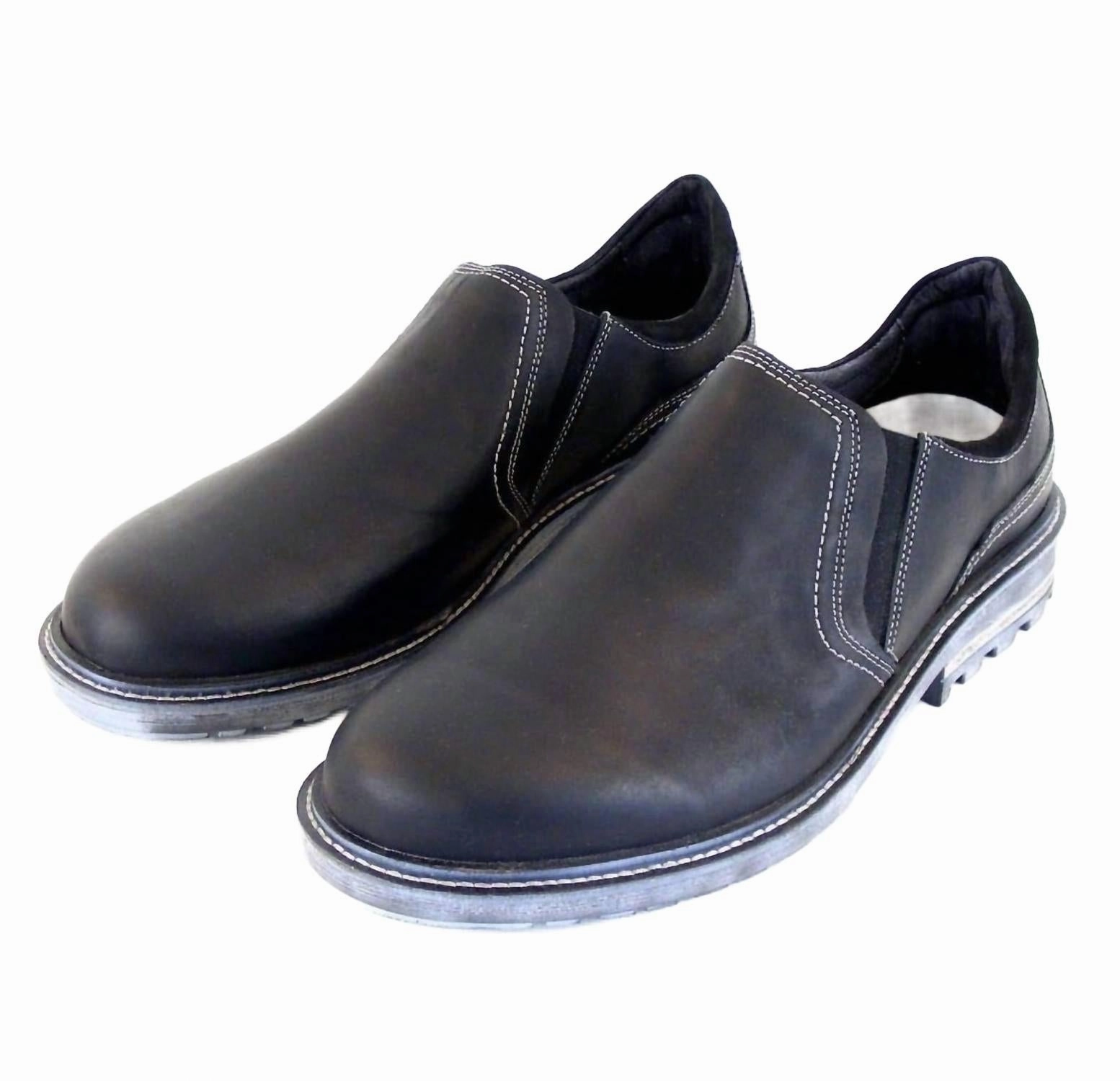 Firm Pace Men's Manyara Slip-On Shoes In Coal Oily Nubuck Black Velvet