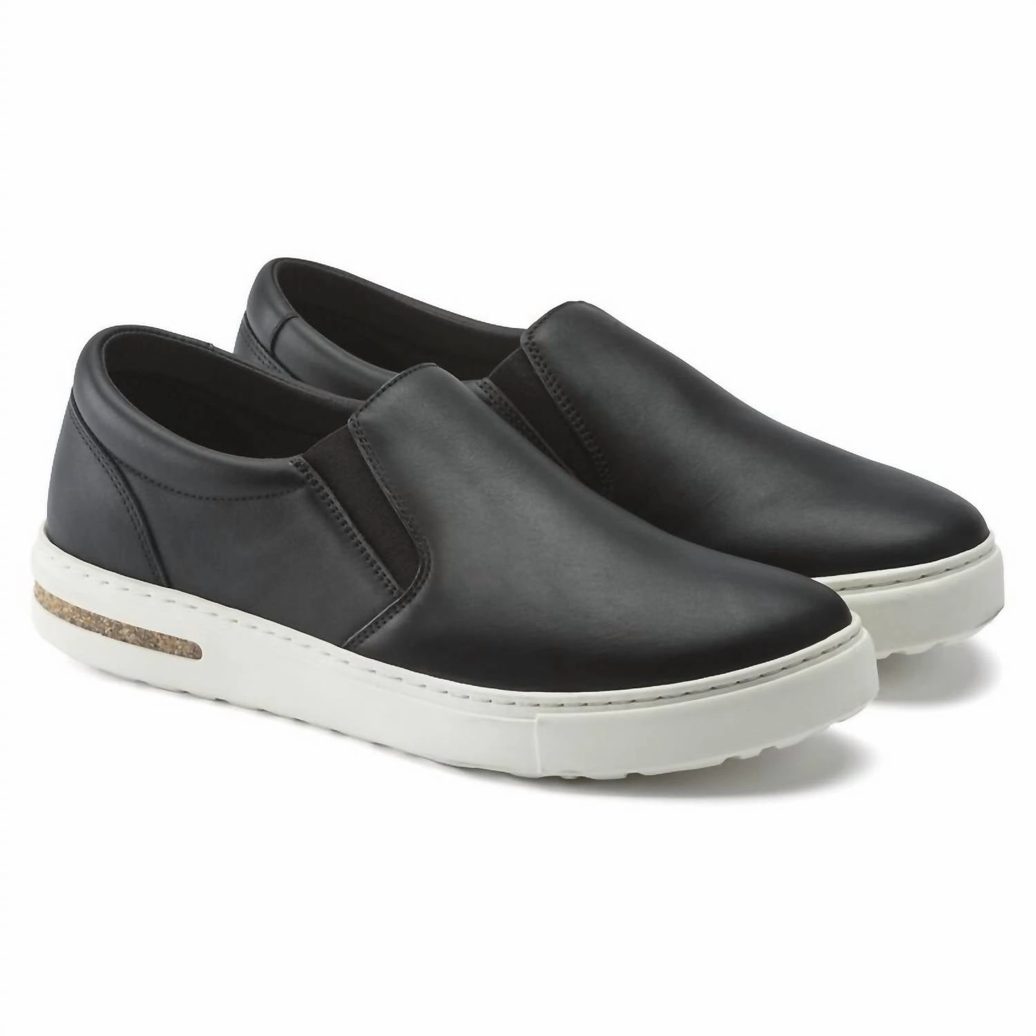 Men's Oswego Slip-Ons In Black Leather Rubber Sole