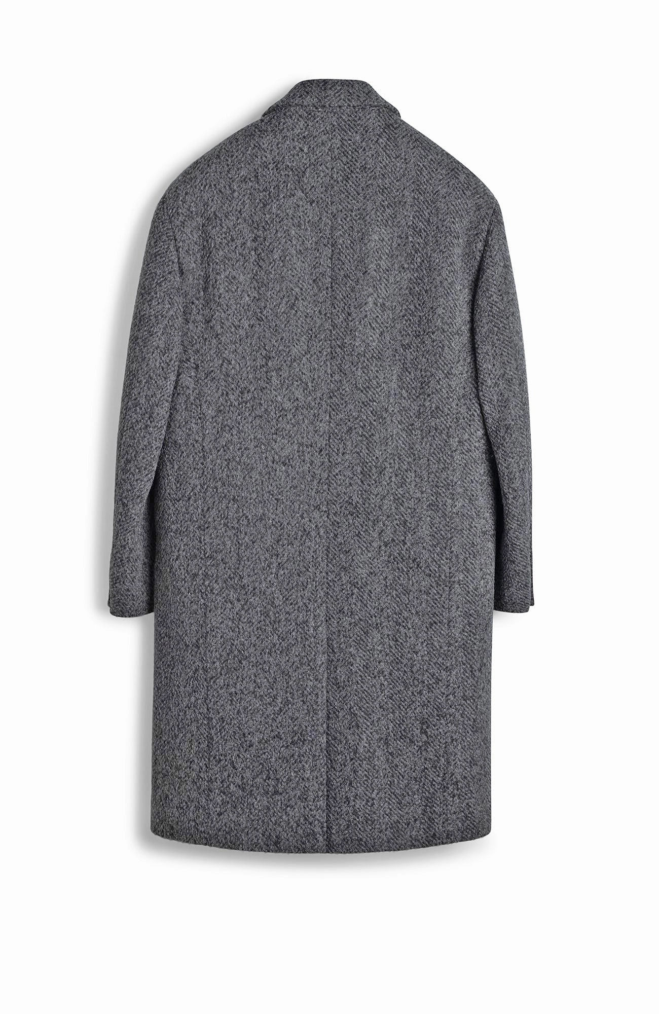 MERCER ALPACA & CASHMERE CHARCOAL HERRINGBONE TOPCOAT Comfort Fit Design Layered Comfort Look
