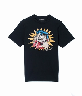 Comfort Stretch Fit Cult's Short Sleeve Crew Neck Tee "Lucky Bastard" in Black