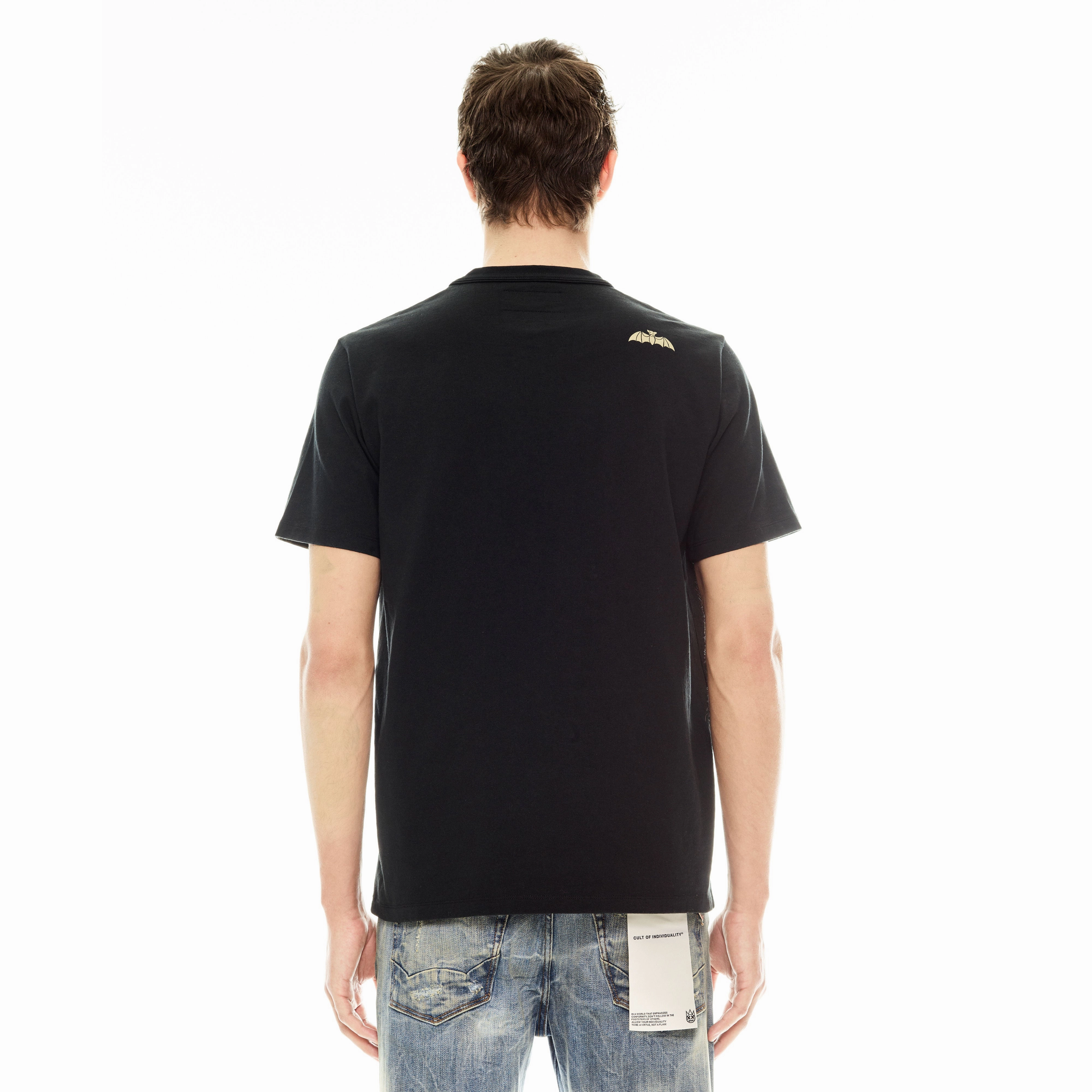 Sleek Performance Wear Cult's Short Sleeve Crew Neck Tee "Lucky Bastard" in Black