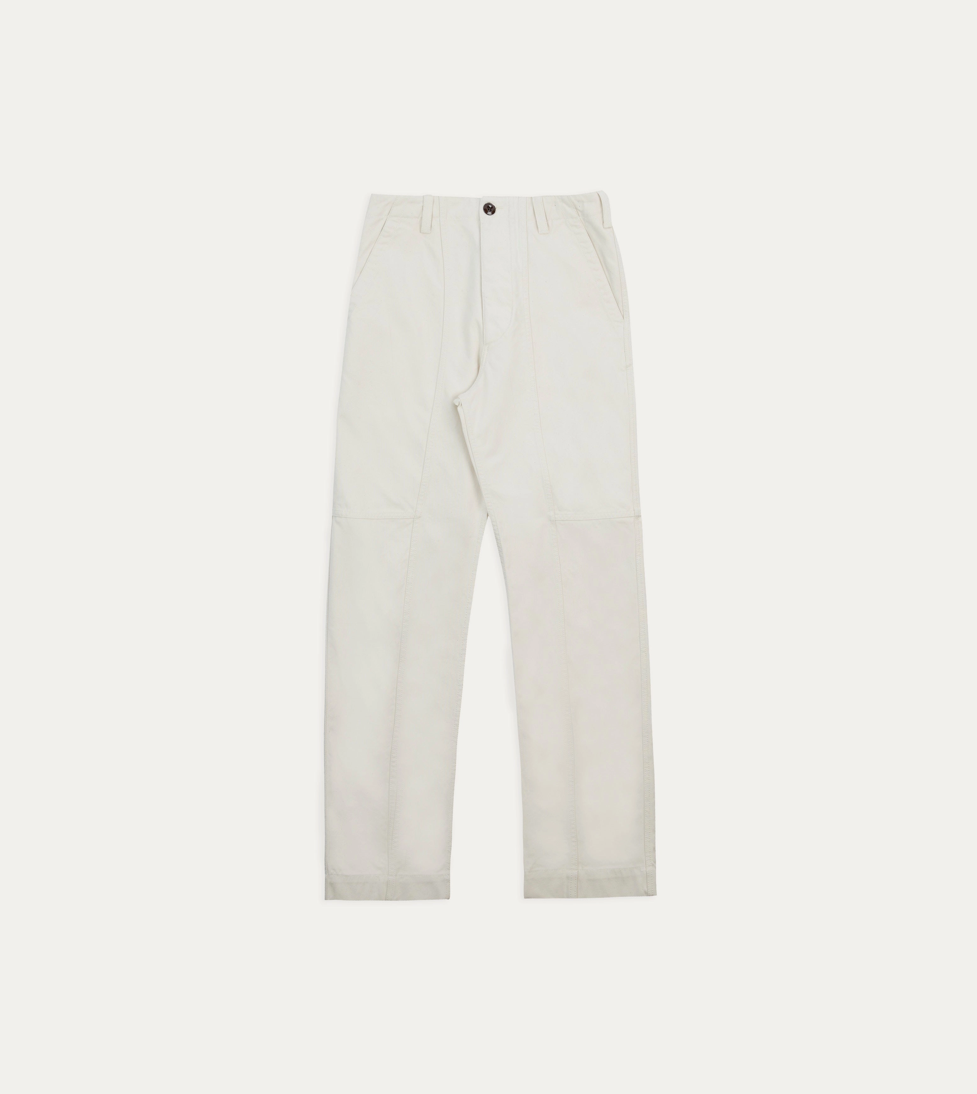 Adaptable Fit Ecru Cotton Canvas Panel Trousers