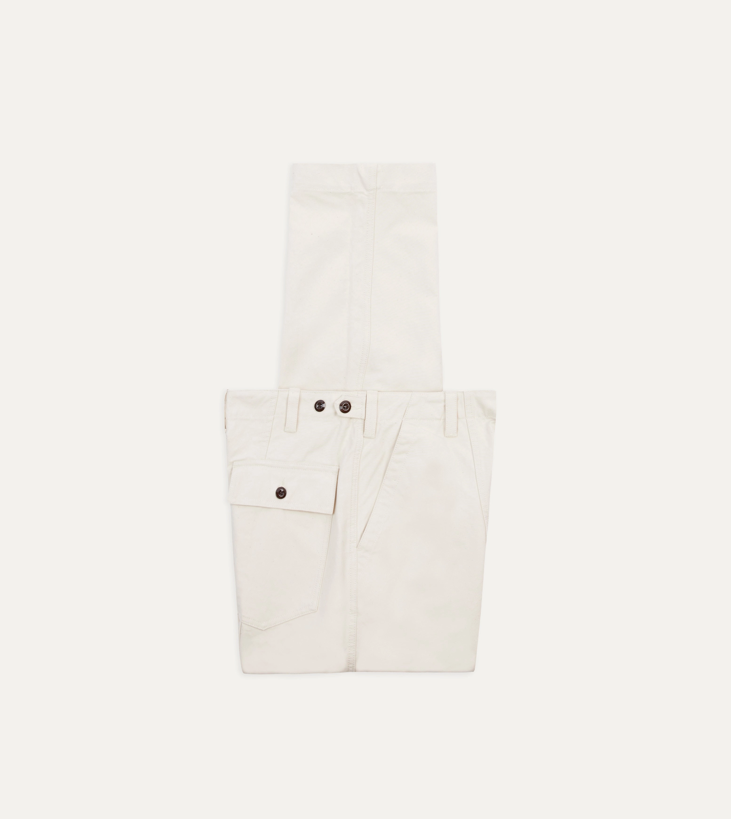 Ecru Cotton Canvas Panel Trousers Active Utility