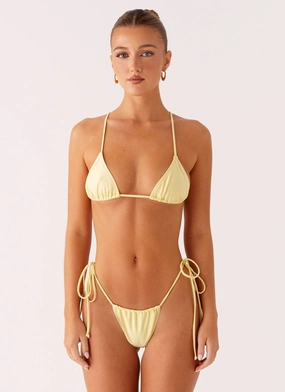 V Neckline Taped Necklines Lissy Bikini Bottoms - Yellow