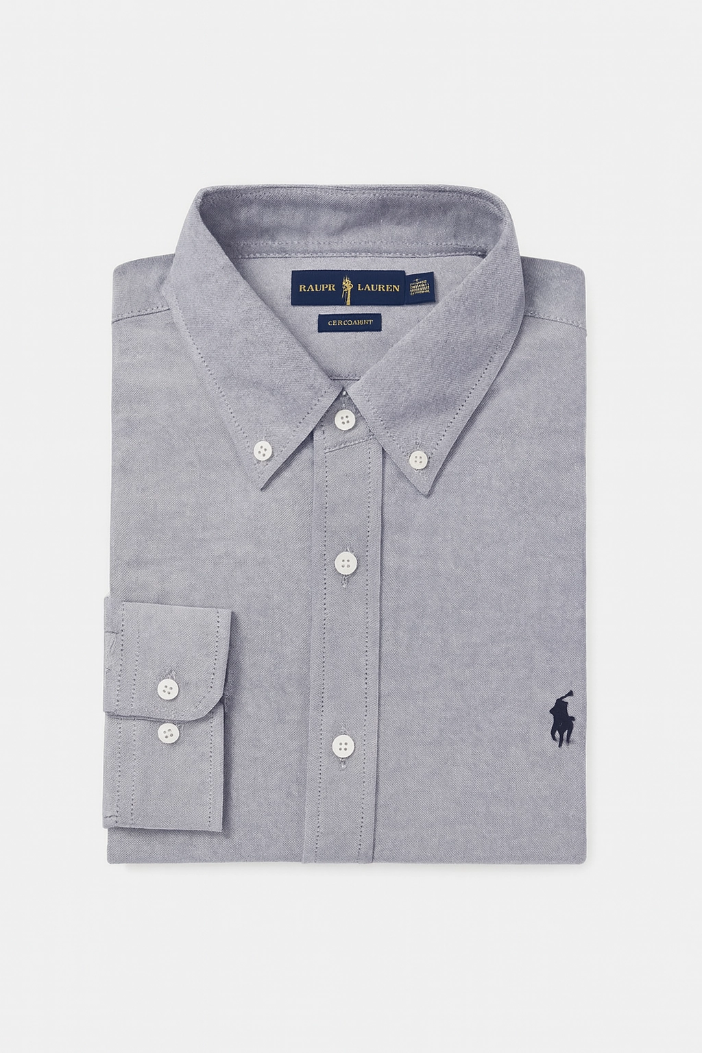 Summer Outfit Designer Look Polo Ralph Lauren Oxford Grey Long Sleeve Shirt