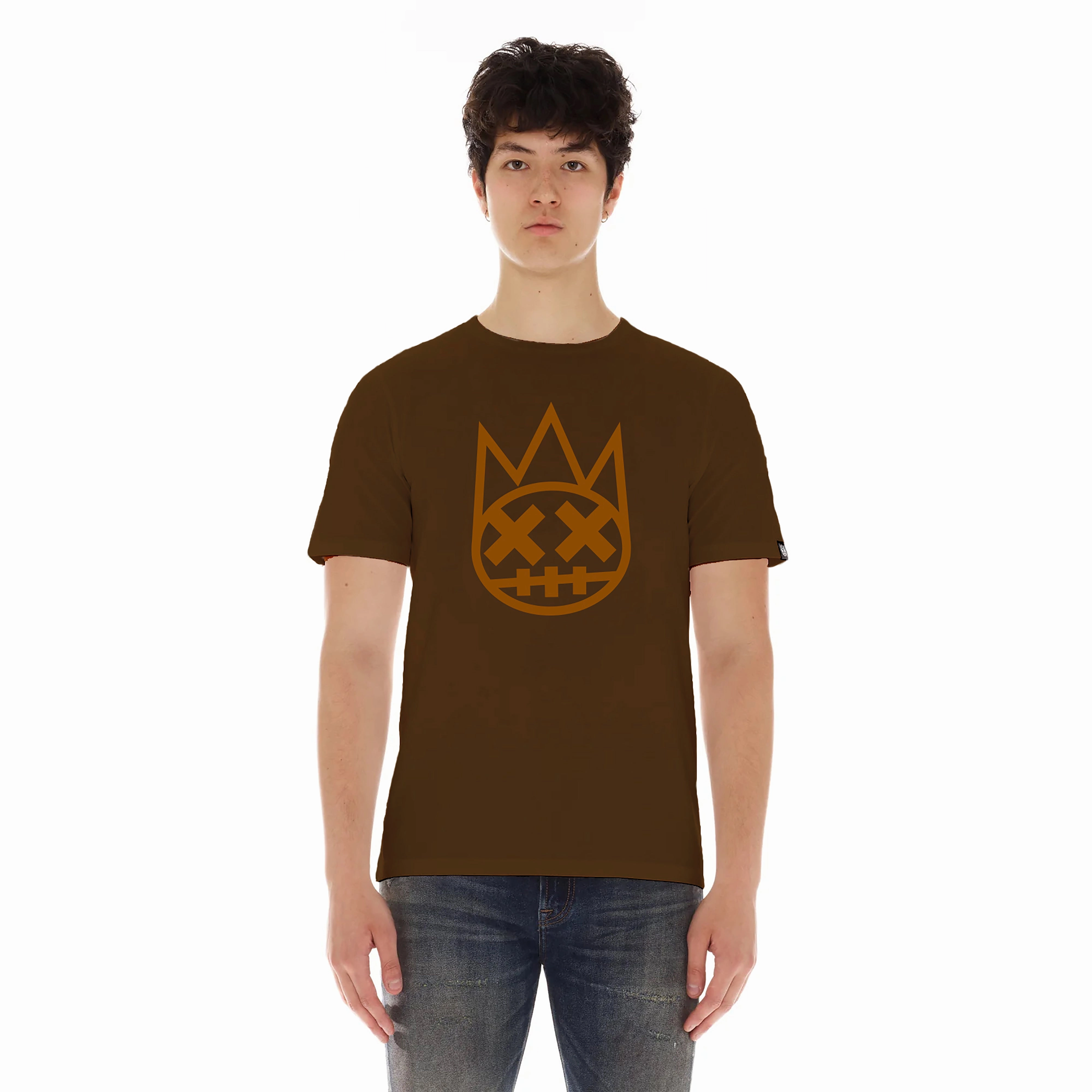 Cult's Shimuchan Short Sleeve Crew Neck Tee in Brown Sporty Style