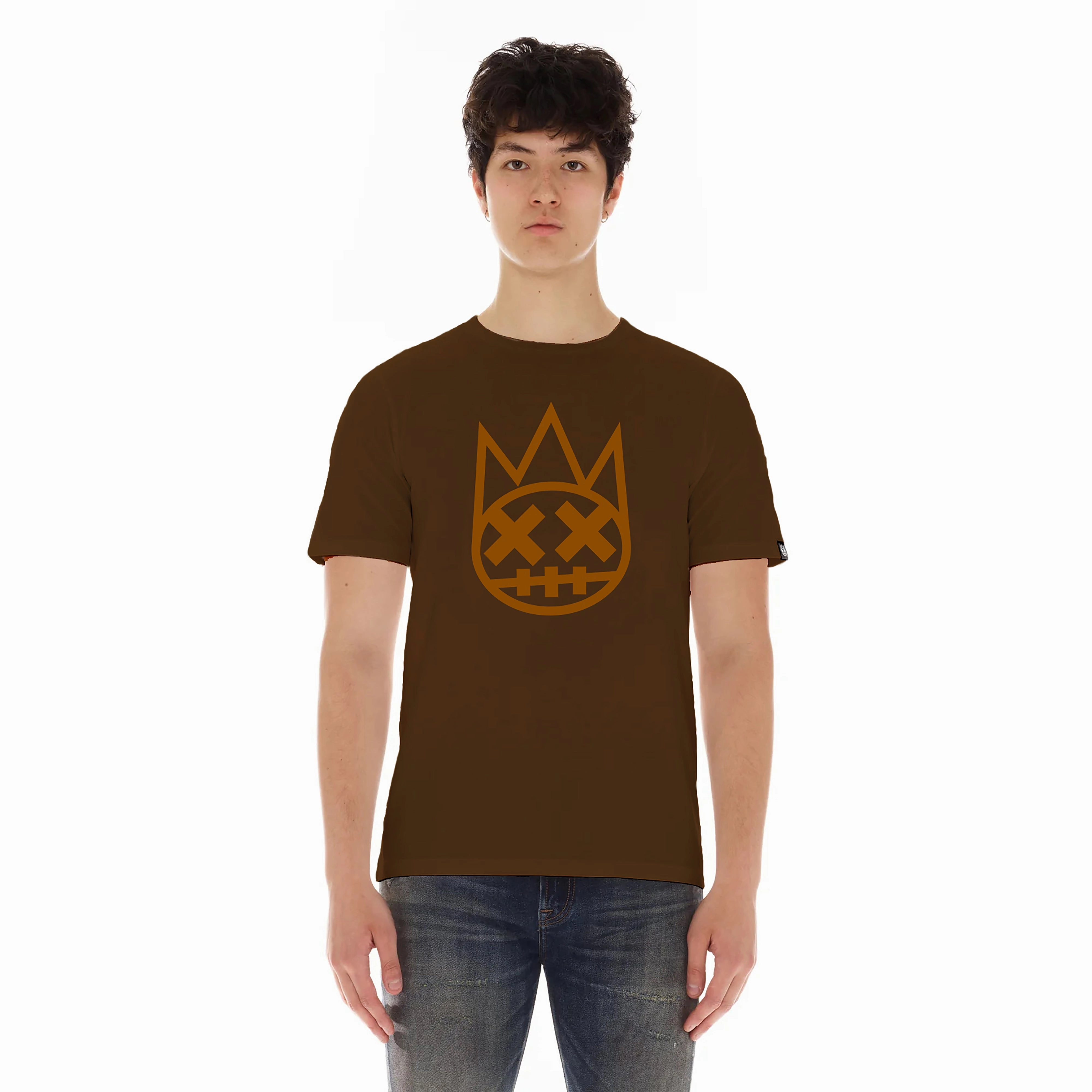 Sporty Layers Cult's Shimuchan Short Sleeve Crew Neck Tee in Brown