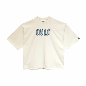Cult's Oversized Heavyweight Boxy Short Sleeve Crew Neck Tee "Painter" in Winter White Minimal Fashion
