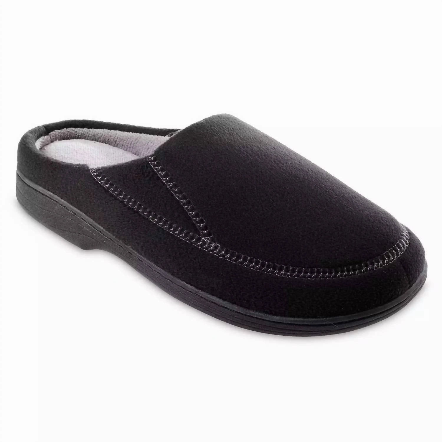 Men's Recycled Fleece Roman Hoodback Slippers In Black Hold Step Way True
