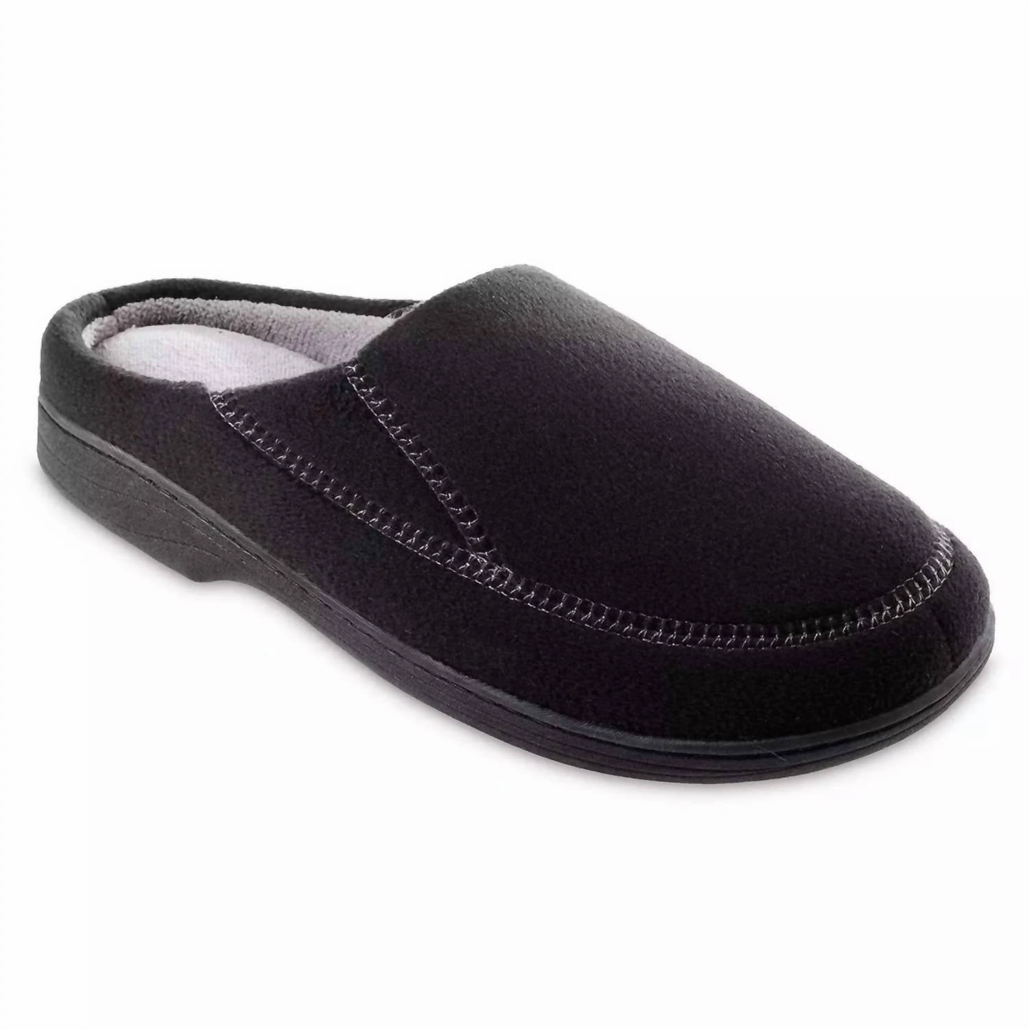 Bright Lane River Walk Men's Recycled Fleece Roman Hoodback Slippers In Black