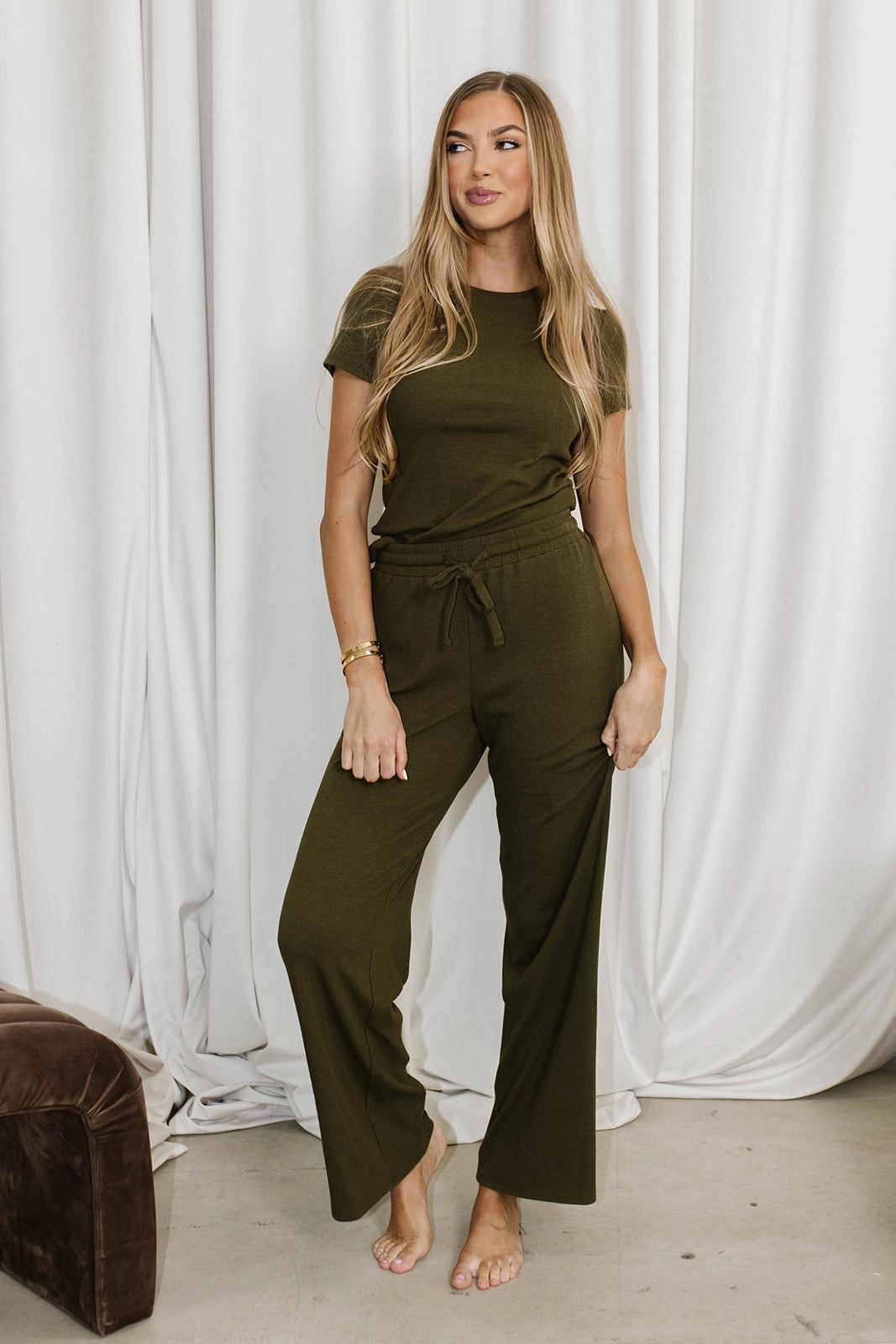 The Muse Knit Top & Pants Set in Olive *Final-Sale* FlexibleNeckline