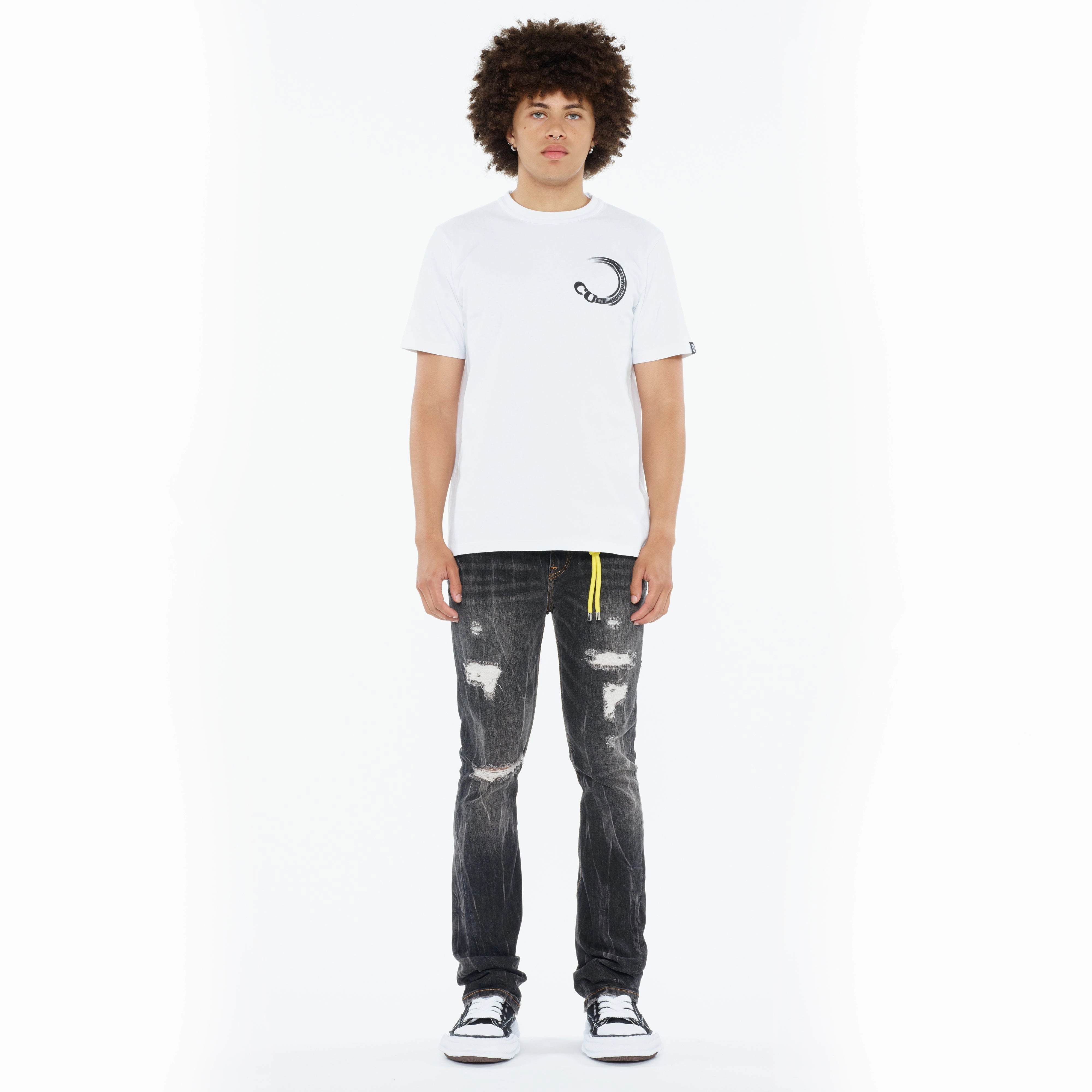 oversized but not shapeless Cult's Heavyweight Short Sleeve Crew Neck Tee "Gradient Logo" in White