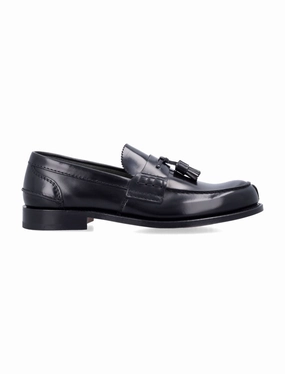 Tiverton Polished Black Leather Tassel Loafers Event Walk
