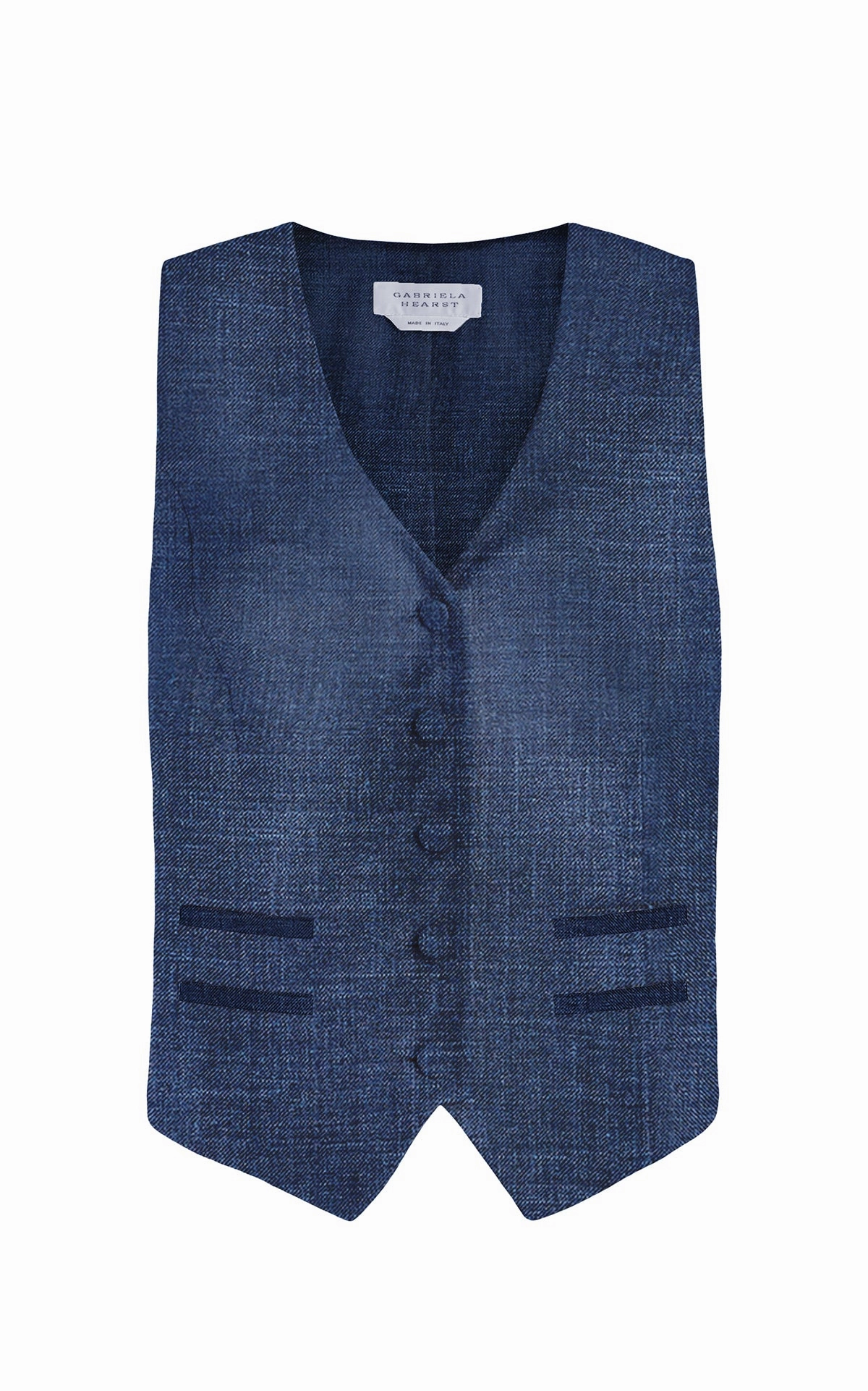 Sleek and Smart Coleridge Vest in Denim Virgin Wool Silk with Linen