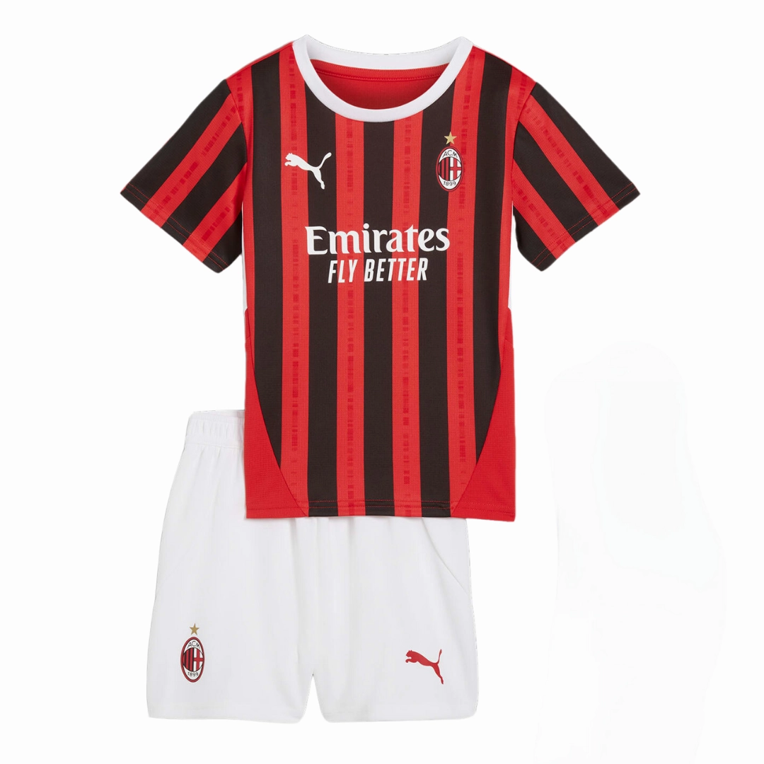 Kids A.C. Milan 24/25 Home Kit Full Set Shirt & Short Streamlined Fit