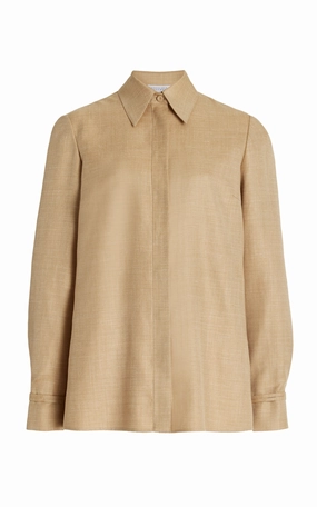 Cruz Shirt in Hay Virgin Wool and Silk Linen Smart Tailoring Executive Craft