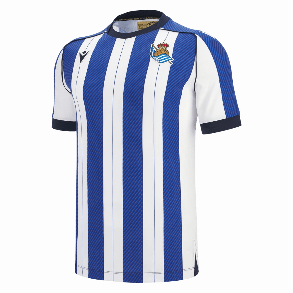 Real Sociedad 25/26 Home Jersey (600087440001) Flexible Knit Construction Anti Slip Inner Grip