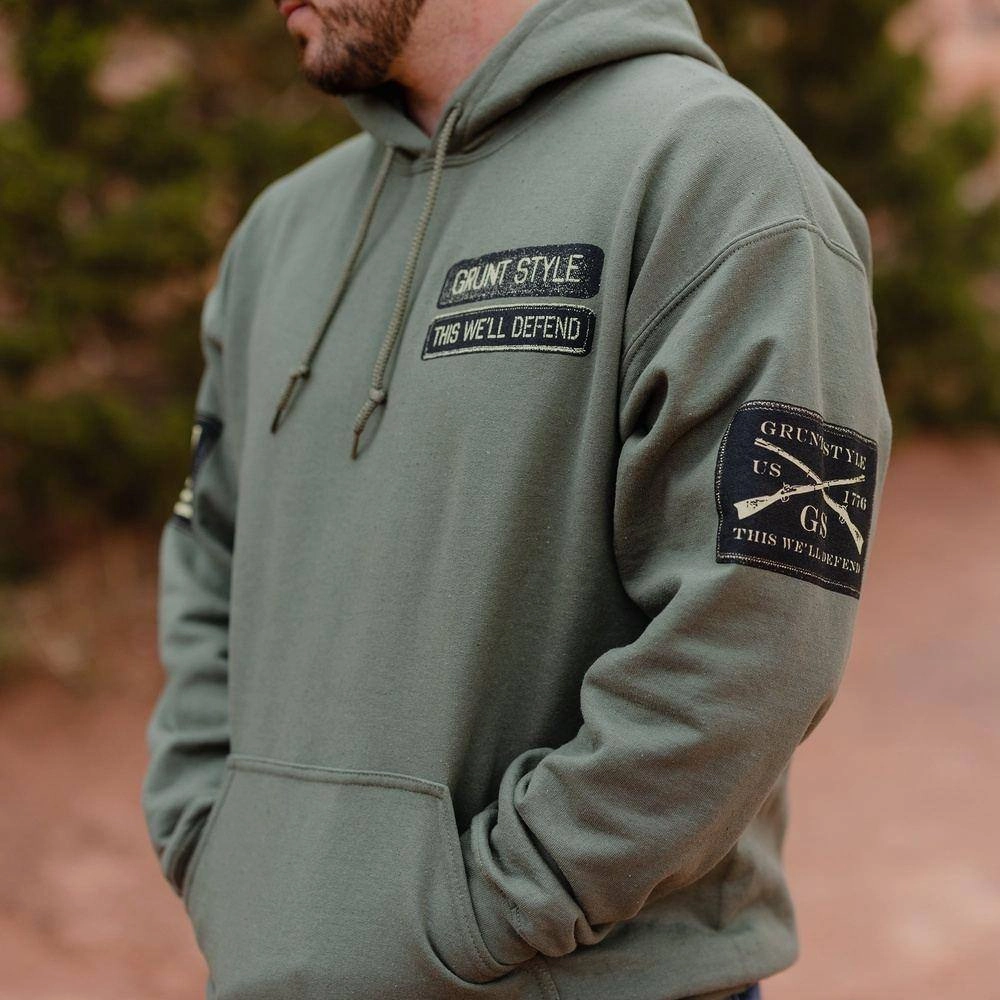 Dad Uniform Name Tape Hoodie - Military Green