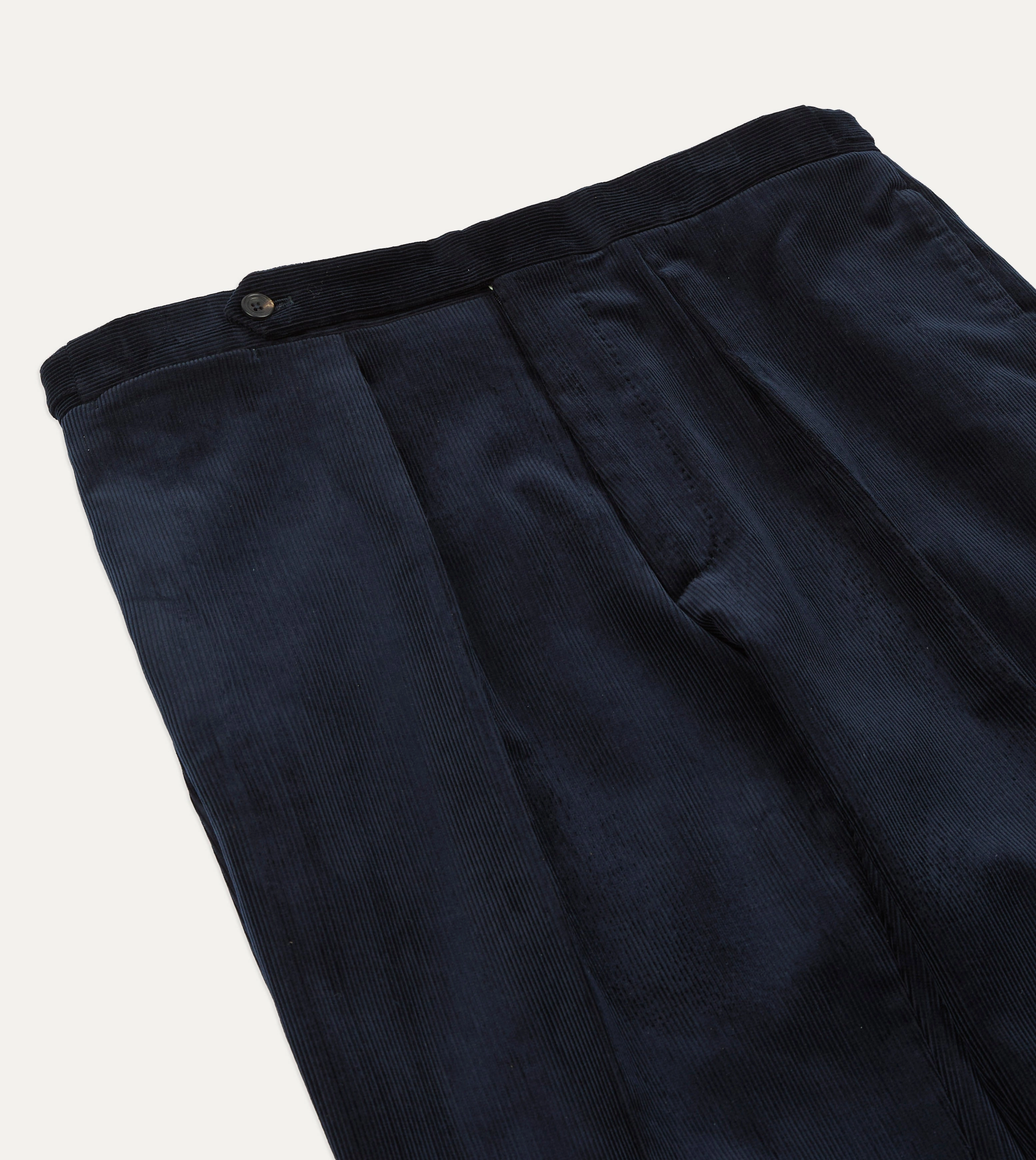 Navy Mid-Wale Corduroy Single Pleat Trouser Move Freely Durable Fit