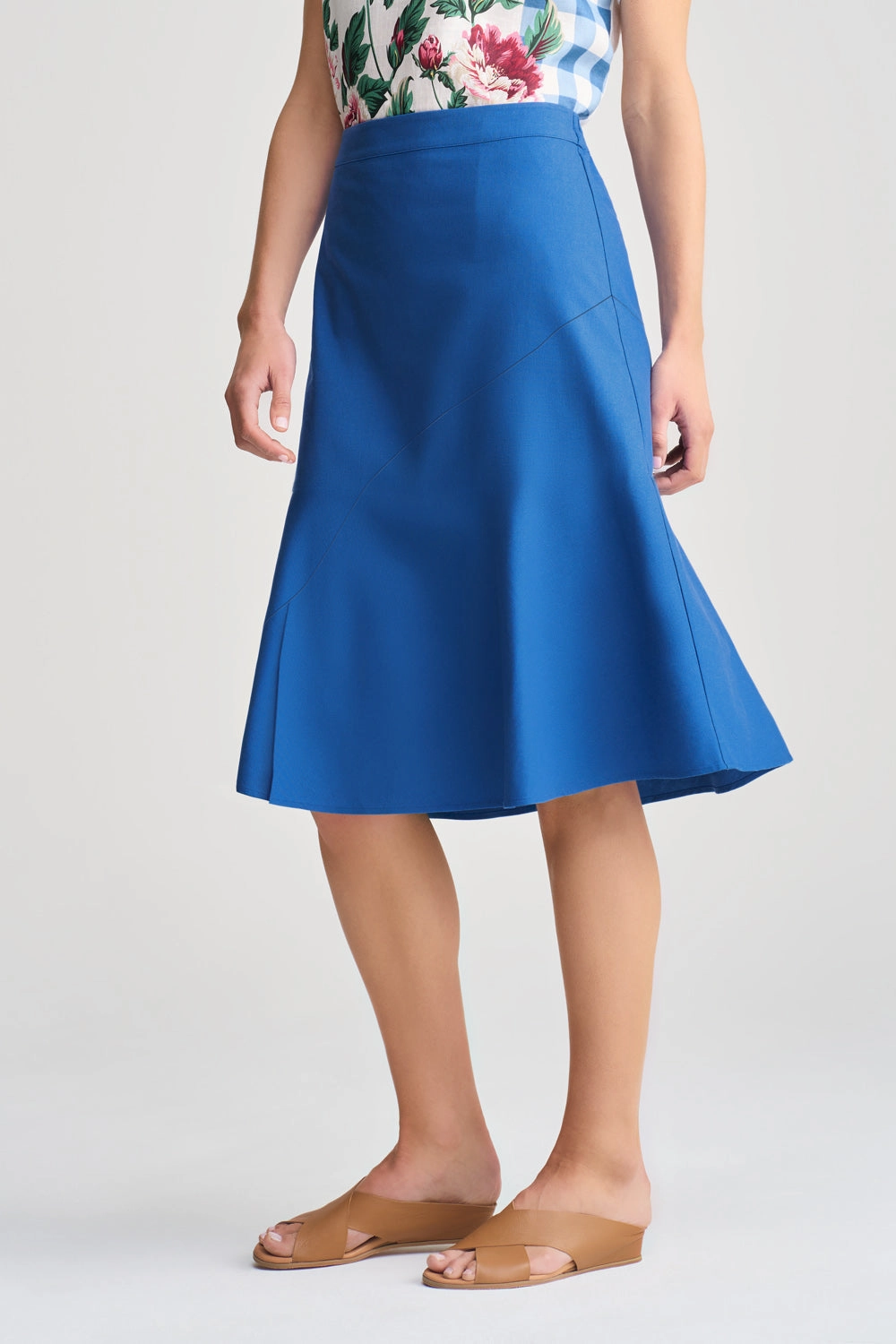 Linen Skirt - Cobalt Blue Polka Dot Outfit Vibes