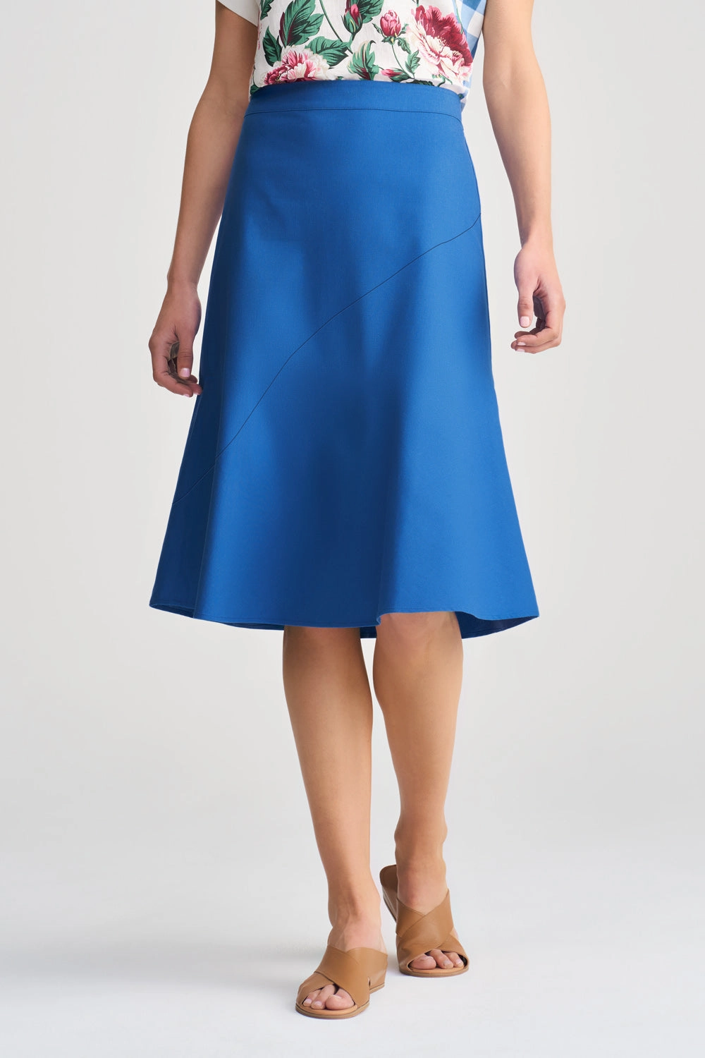 Chafe Resistant Seamless Edging Linen Skirt - Cobalt Blue