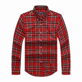 New Ralph Lauren Check Button Down Long Sleeve Men Shirt Anti Static Fabric