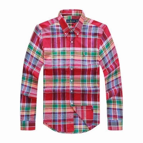 Current Style Stretch Fit Technology New Ralph Lauren Check Button Down Long Sleeve Men Shirt