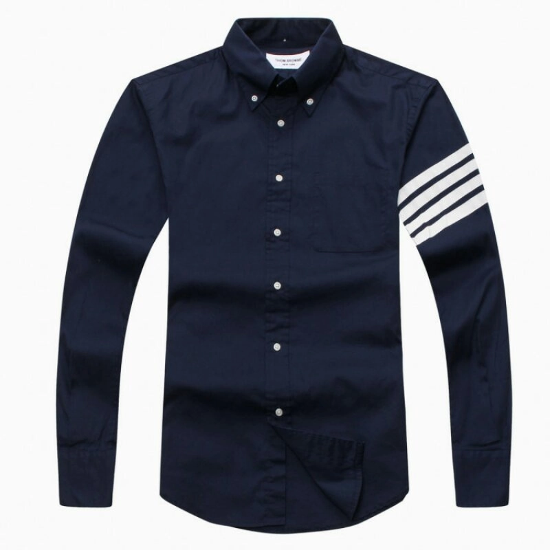 Lightweight texture New York Thom Browne Black Hand Stripes Shirt