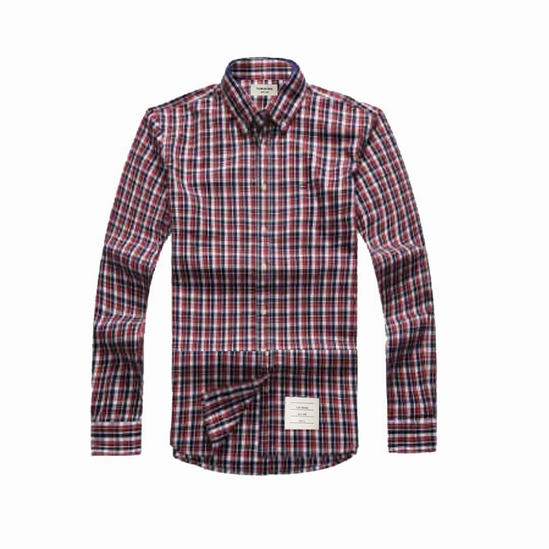 New York Thom Browne Men Check Long Sleeve Shirt Soft Comfort