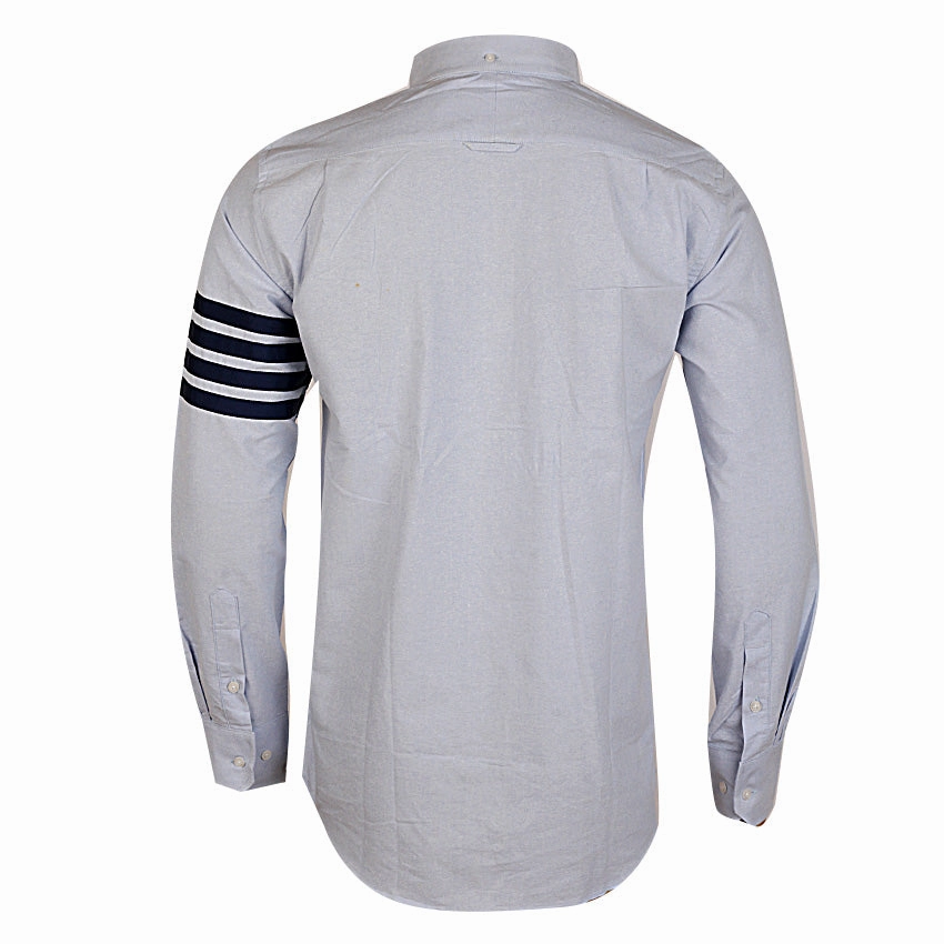 Durable Quality Classic Fit New York Thom Browne Sky Blue Hand Stripes Shirt