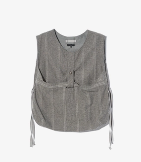 Anti Slip Inner Lining dedication Newsboy Vest ?C Light Grey Striped Herringbone Wool