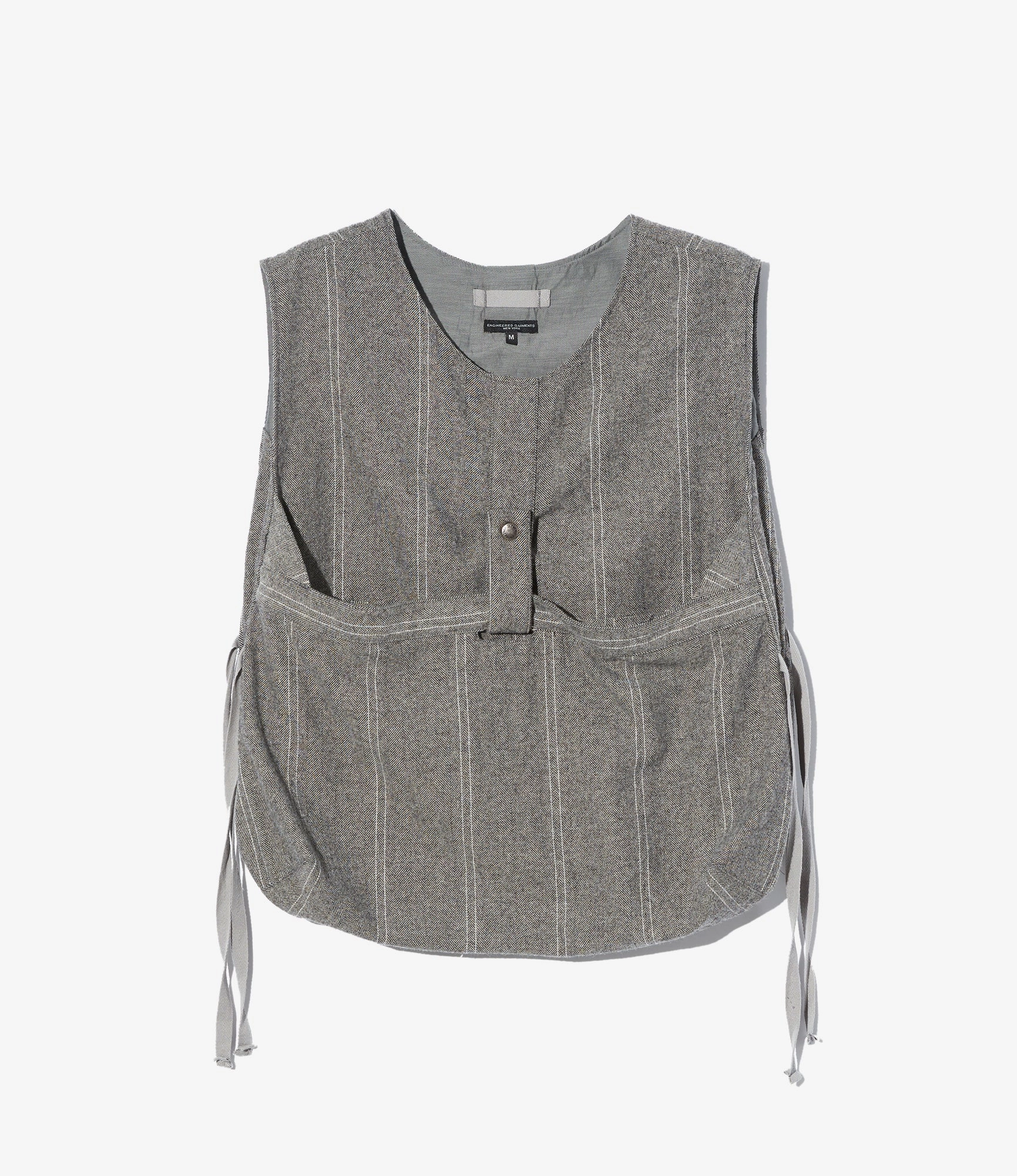 Anti Slip Inner Lining dedication Newsboy Vest ?C Light Grey Striped Herringbone Wool