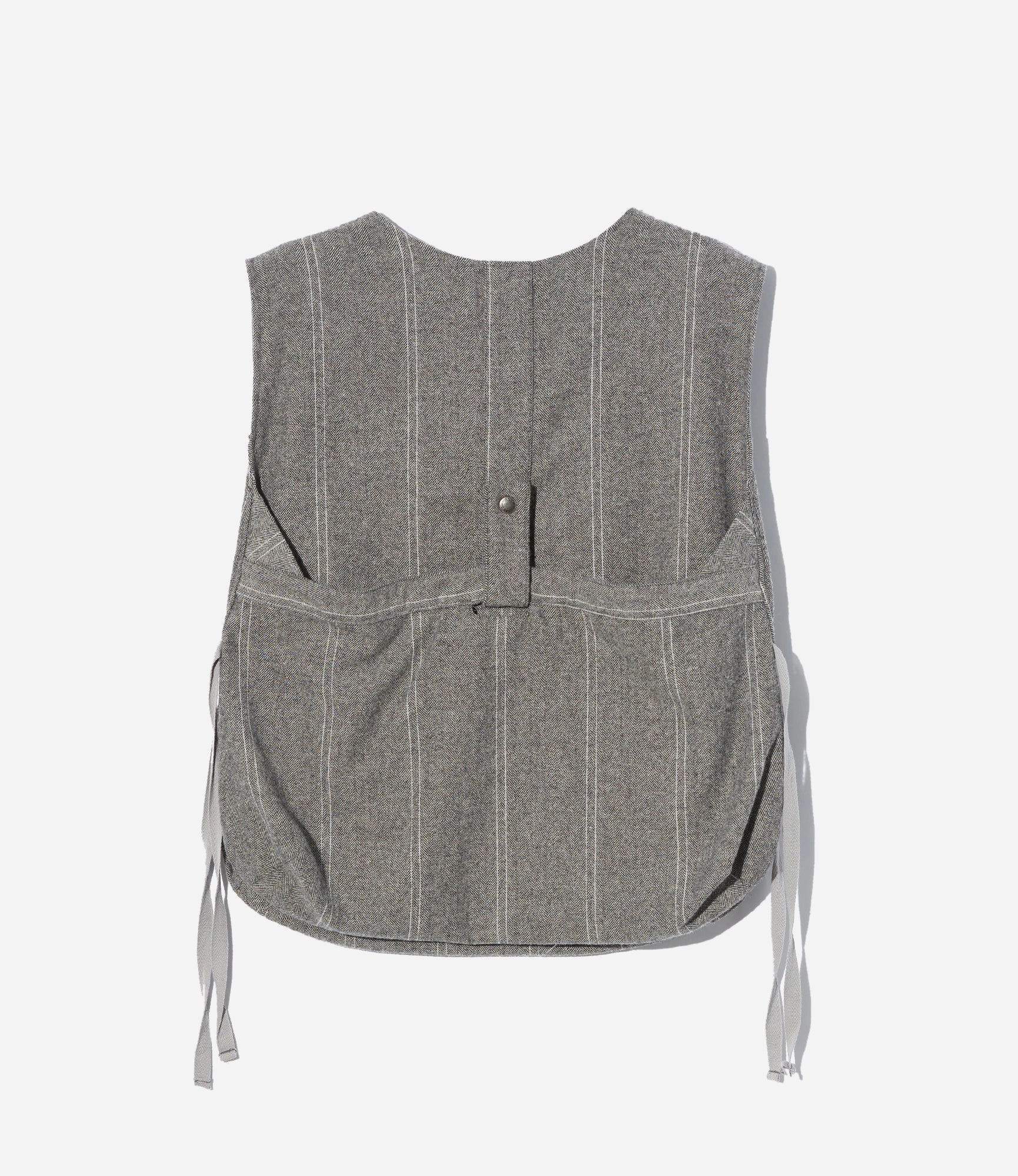 delight Core Newsboy Vest ?C Light Grey Striped Herringbone Wool