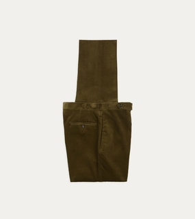 Olive Mid-Wale Corduroy Single Pleat Trouser All Fit Chilly Day Ready