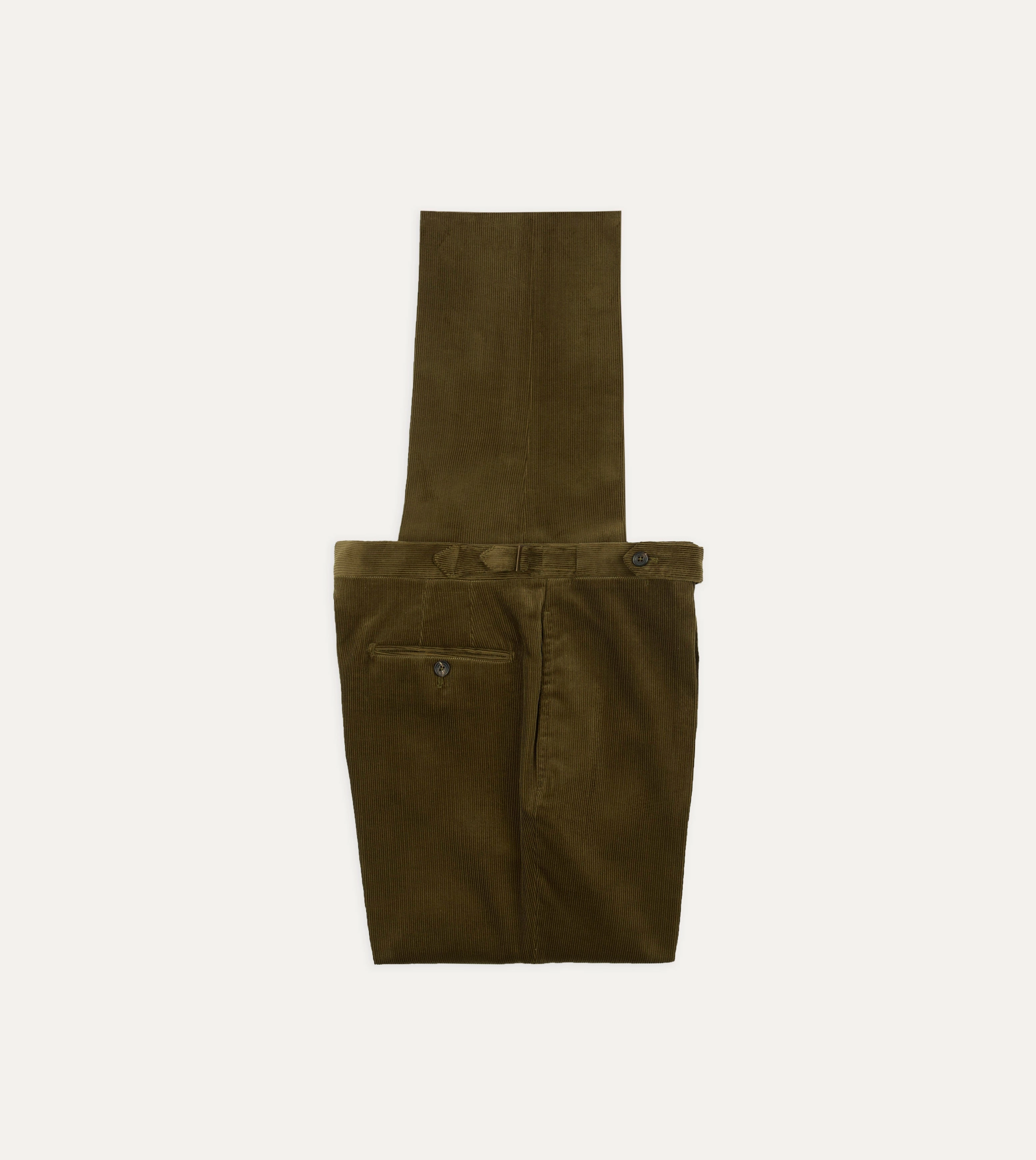 Olive Mid-Wale Corduroy Single Pleat Trouser All Fit Chilly Day Ready