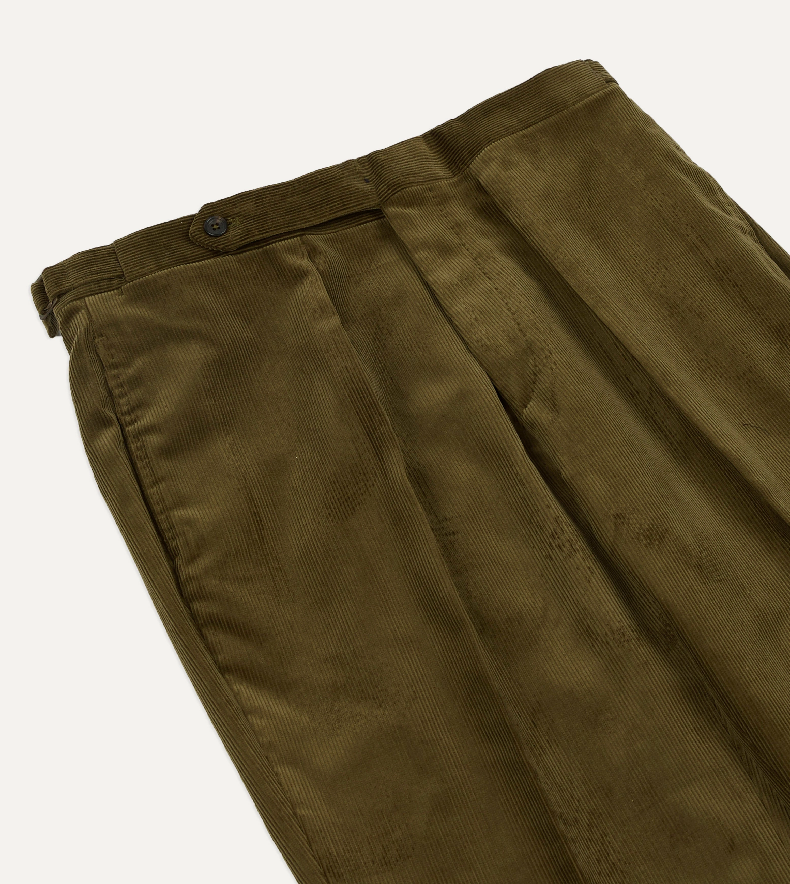 AllDayCompression Comfy Cut Olive Mid-Wale Corduroy Single Pleat Trouser