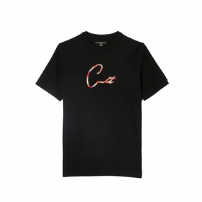Cult's Heavyweight Short Sleeve Crew Neck Tee "Script Logo" in Black Weekend Comfort Moisture Wicking Fabric