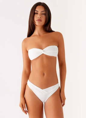 Travel-friendly Sophisticated-Vibe Delta Bikini Bottoms - White
