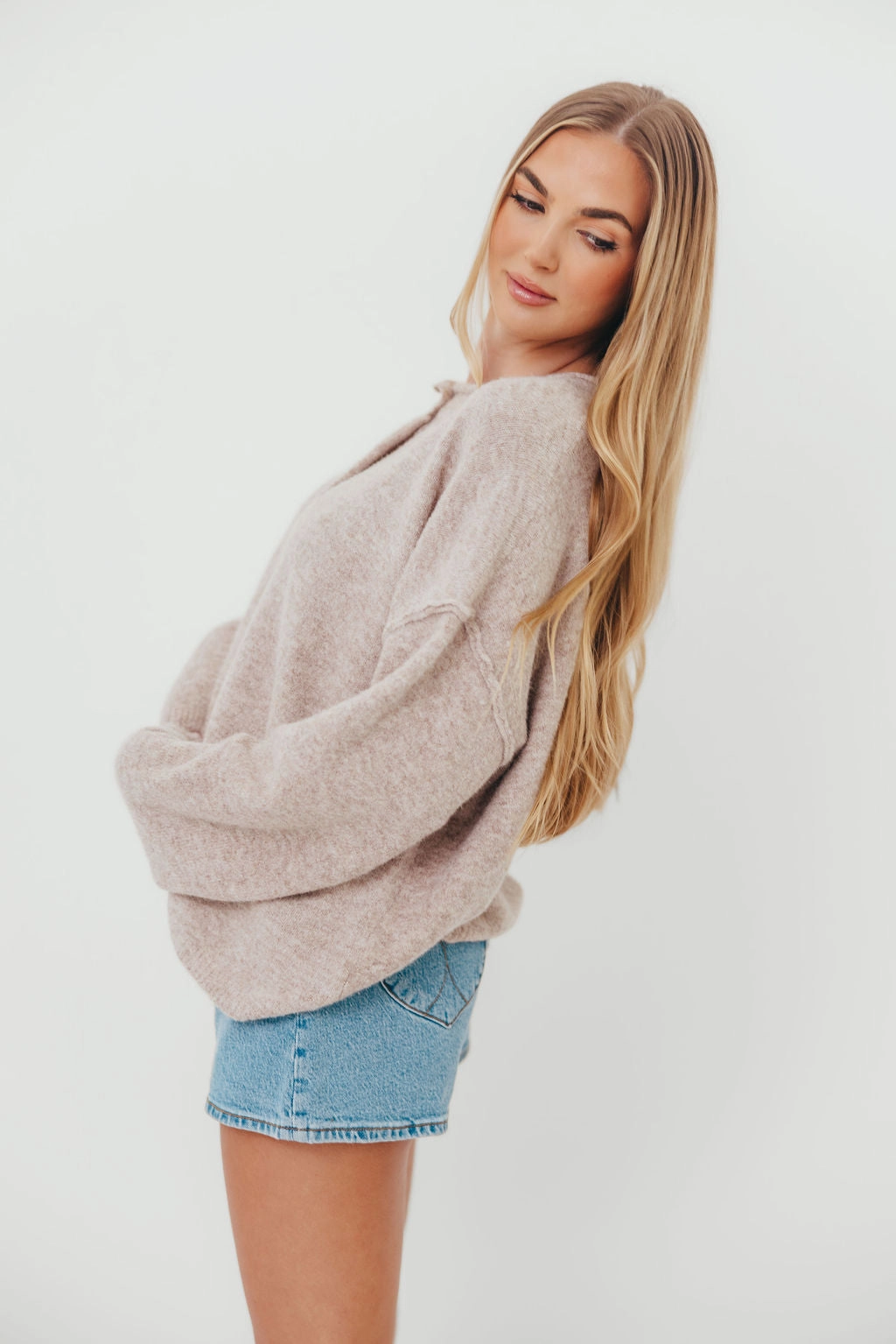 VentilatedBackPanel SnagFreeKnit Kyla Cardigan Sweater in Oatmeal -Restocking Mid Oct