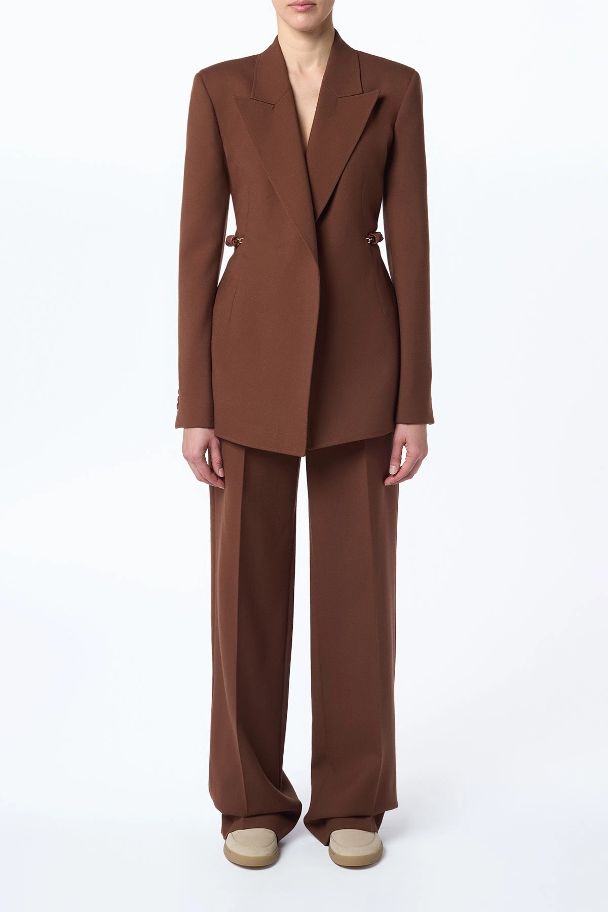 Refined Silhouette Norman Wide-Leg Pant in Cognac Recycled Virgin Wool