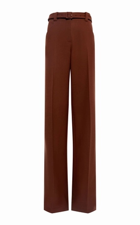 Custom Tailoring Relaxed Professional Wea Norman Wide-Leg Pant in Cognac Recycled Virgin Wool