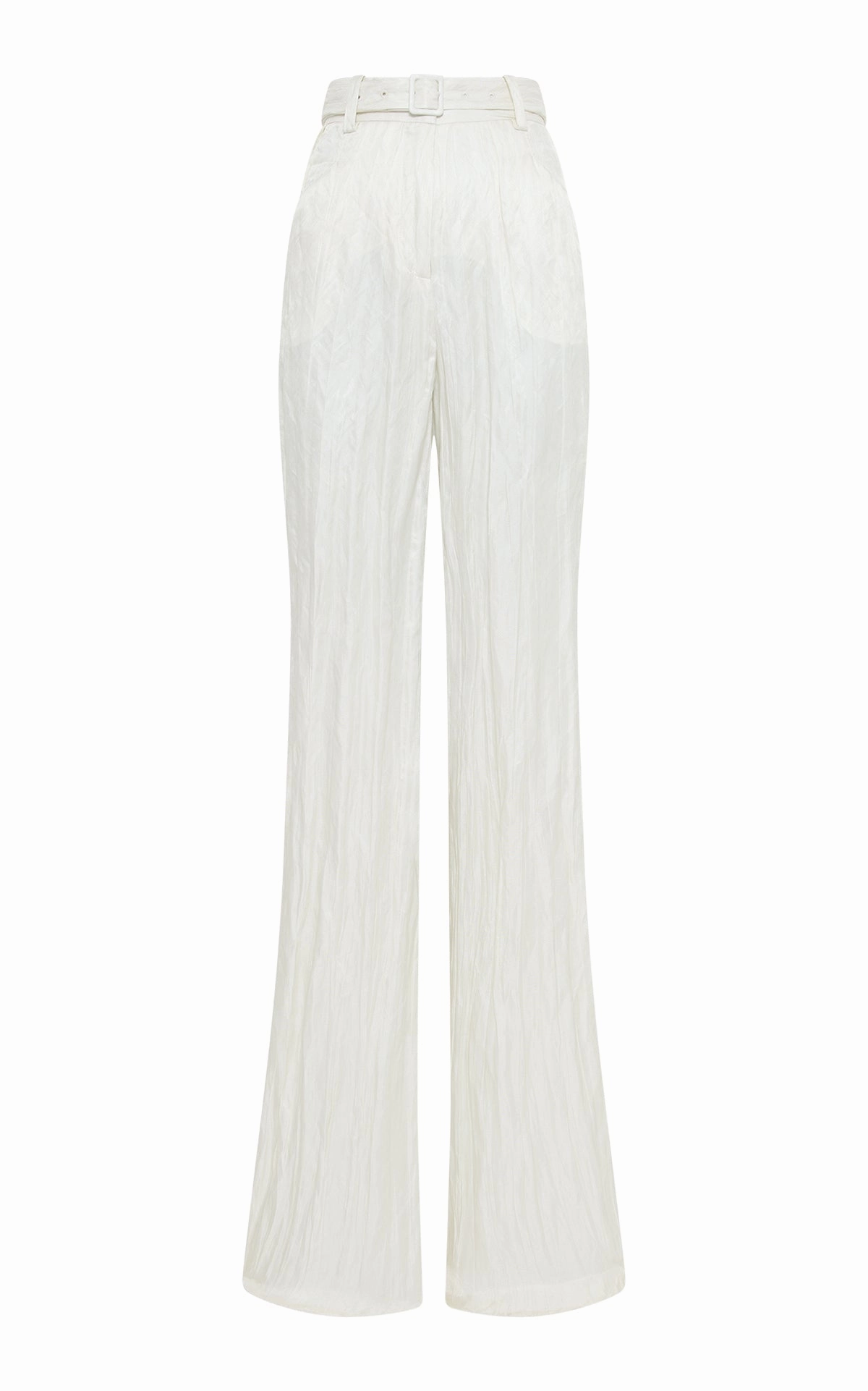 Dapper Attire Sleek Design Norman Wide-Leg Pant in Ivory Metallic Crinkled Silk