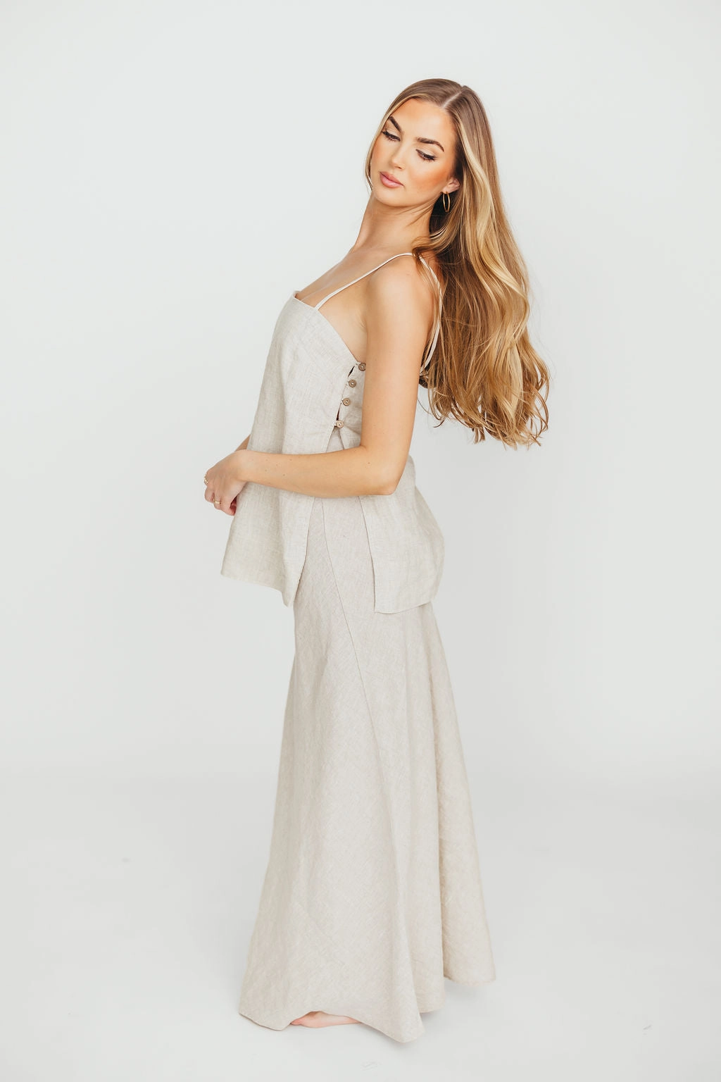 Novella 100% Linen Woven Maxi Skirt in Linen *Final-Sale* Anti Pilling Fabric