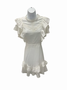 Contrast-Piping NWT Edit White Closet Women's Dress White 12