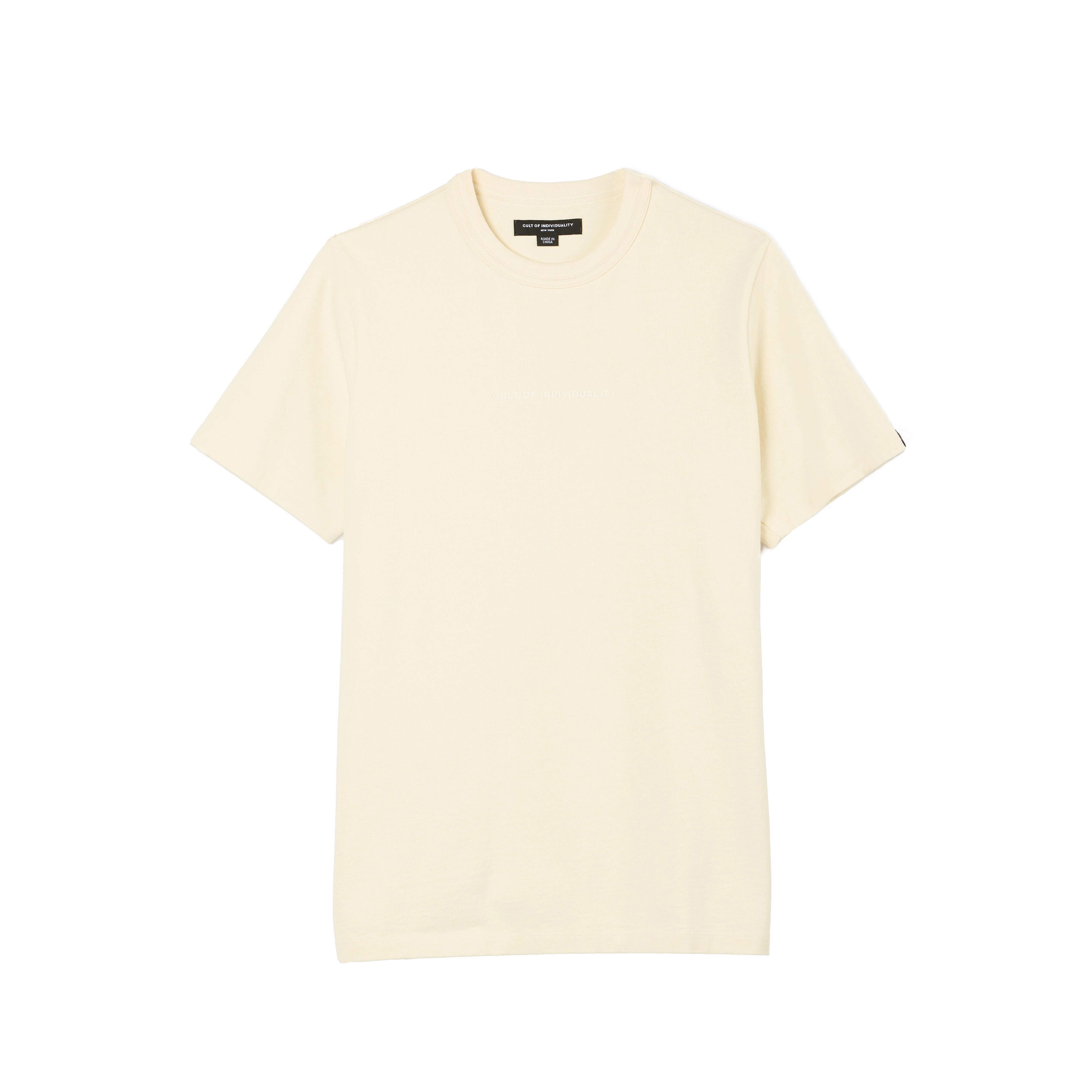 Breathable Performance Fit Cult's Heavyweight Short Sleeve Crew Neck Tee "Shimuchan" Logo in Winter White